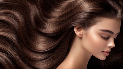 Fototapeta premium Elegant hair styling demonstration indoor studio beauty portrait soft lighting close-up view haircare concepts