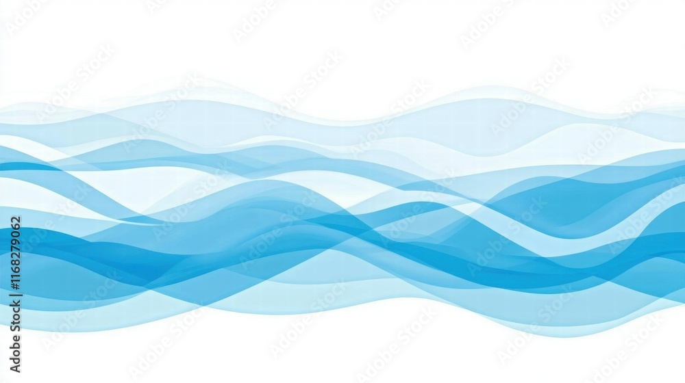 Poster Abstract blue waves creating a fluid, calming design suitable for backgrounds or themes.