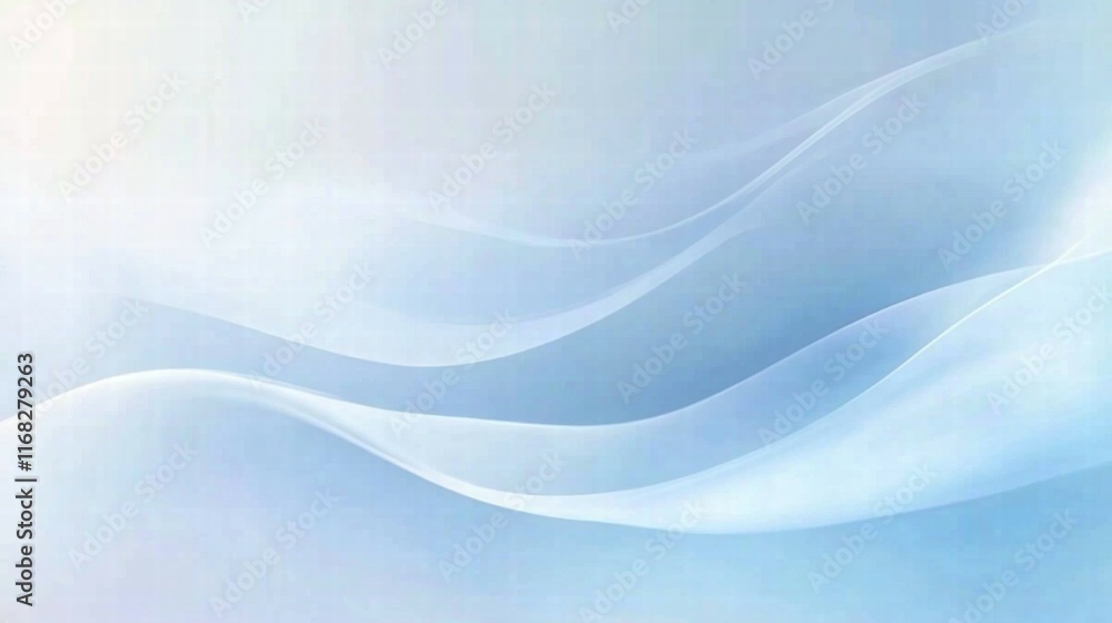 Poster a soft, flowing abstract design in light blue tones, evoking calmness and tranquility.