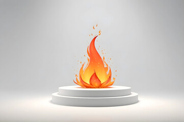 Fiery flame on a white pedestal.