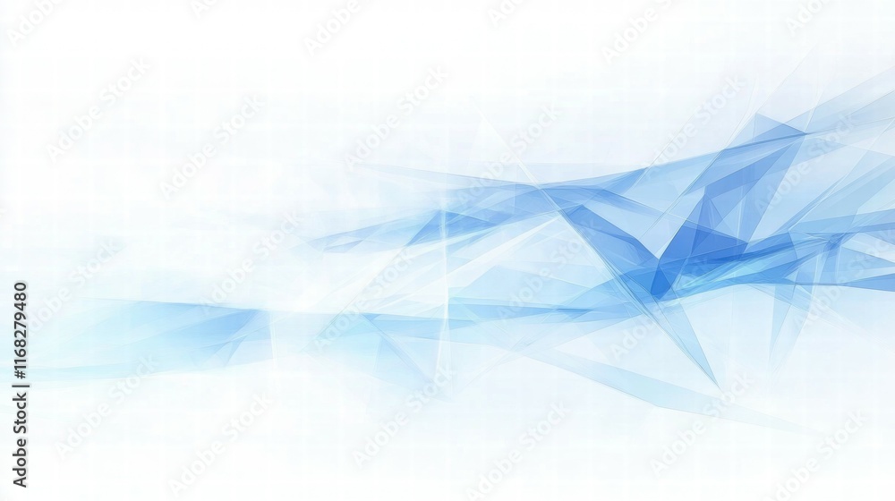 Poster Abstract blue geometric background with soft gradients and dynamic shapes.