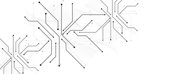 Abstract digital technology futuristic internet network speed connection white background. Technology background with crossed lines and dots.