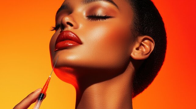 Beauty procedure lip enhancement studio photography vibrant colors close-up aesthetic appeal