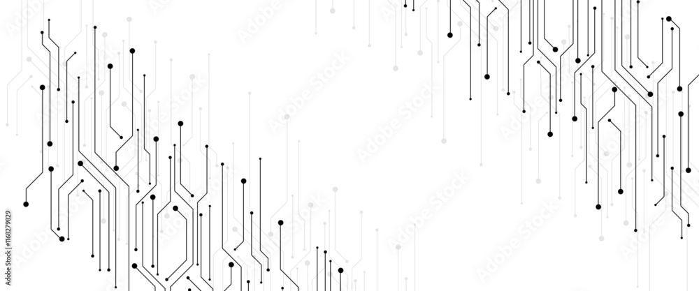Poster vector abstract technology on a white background. technology black circuit diagram.