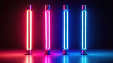 Fototapeta premium Abstract neon light tubes in bright pink, blue, and purple with glowing effects