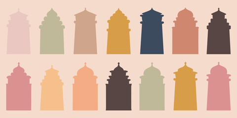 Mosque silhouette. Islamic building shapes