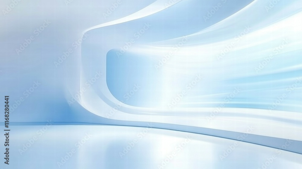 Poster A smooth, futuristic background with soft curves and a light blue color palette.