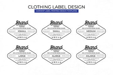 Clothing Label Templates Featuring Various Sizes and Design Instructions