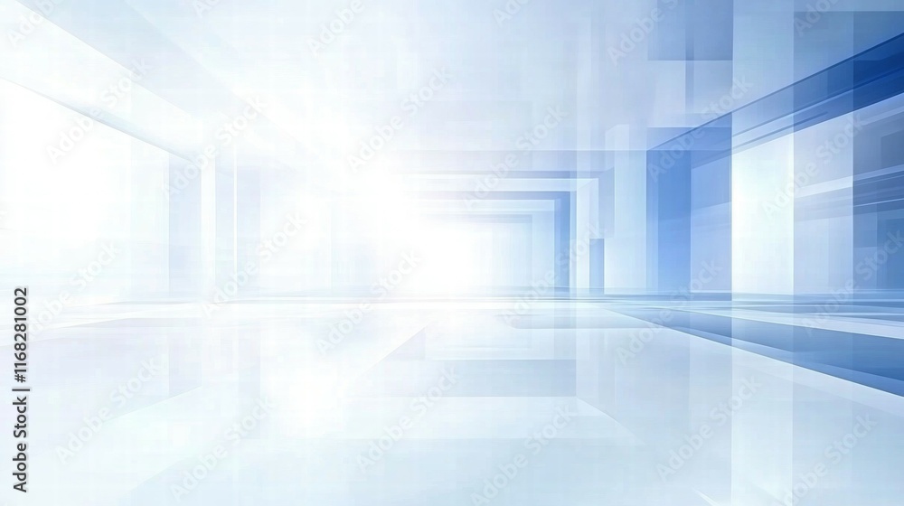 Poster abstract blue and white geometric background with light effects, suitable for digital design.