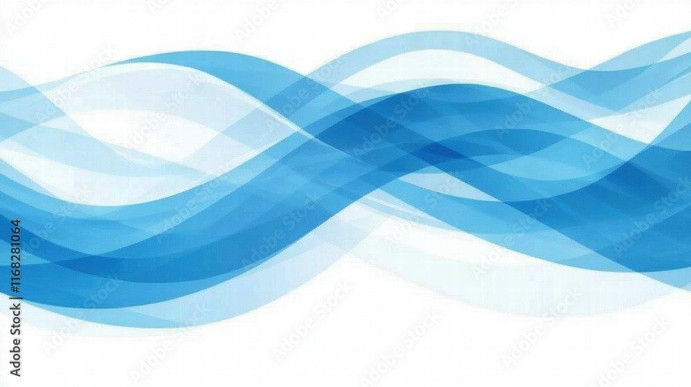 Poster Abstract blue wave design with layered transparency for creative backgrounds.