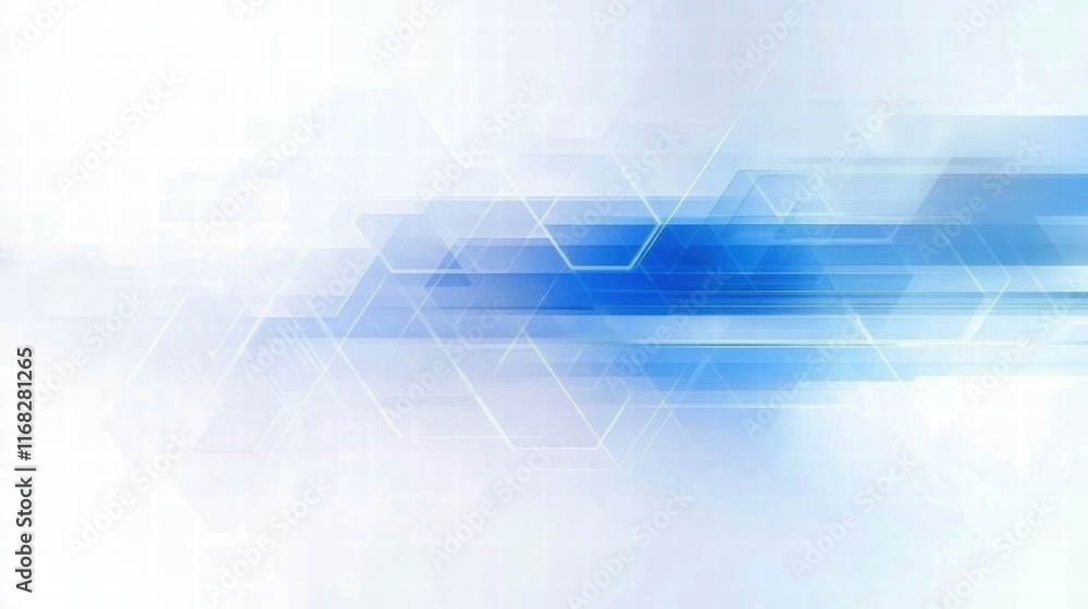 Fototapete Abstract blue geometric background with a smooth gradient and hexagonal shapes.