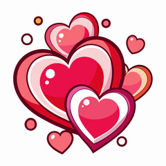 Colorful Hearts and Happy Valentines Day! Design line art icon sign silhouette vector illustration on white background