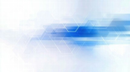 Abstract blue geometric background with a smooth gradient and hexagonal shapes.
