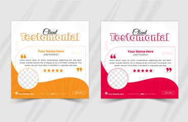 Client testimonial social media web banner template, customer feedback testimonial vector template, client review template. Creative layout and modern concept
 fully editable.