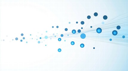 Abstract design featuring blue circles and lines, symbolizing connectivity and data flow.