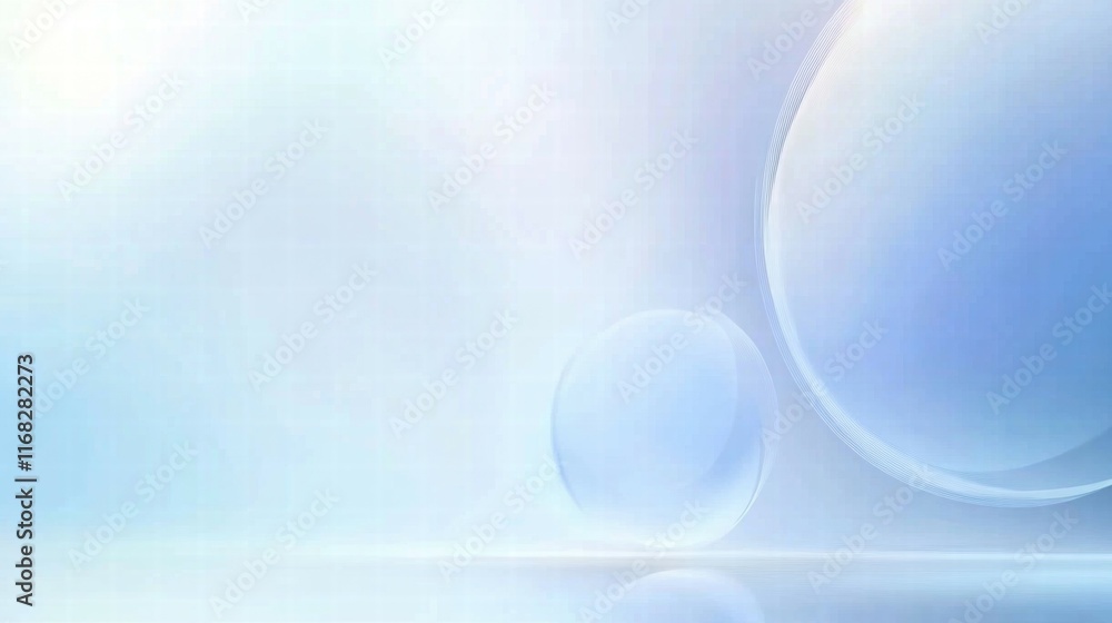 Poster A soft, abstract background with light blue tones and translucent shapes.