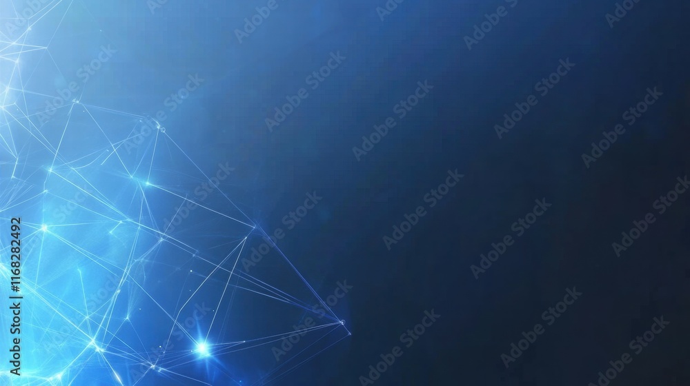 Poster Abstract digital background with glowing lines and nodes representing connectivity and technology.