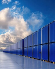Obraz premium Stacked Lithium Batteries Powering the Future of Renewable Energy Solutions and Sustainable Technology