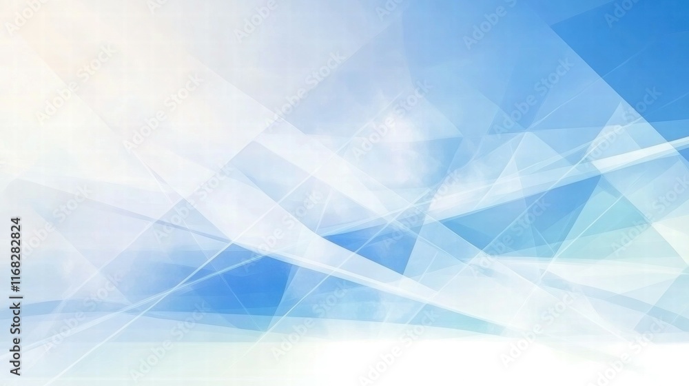 Poster Abstract blue and white background with overlapping geometric shapes for design use.