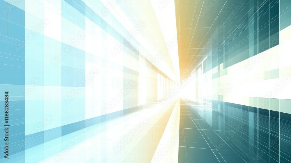 Poster Abstract futuristic design with light beams and geometric patterns.