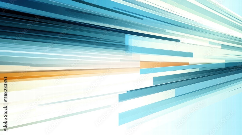 Poster abstract lines in blue and orange create a dynamic sense of movement and energy.