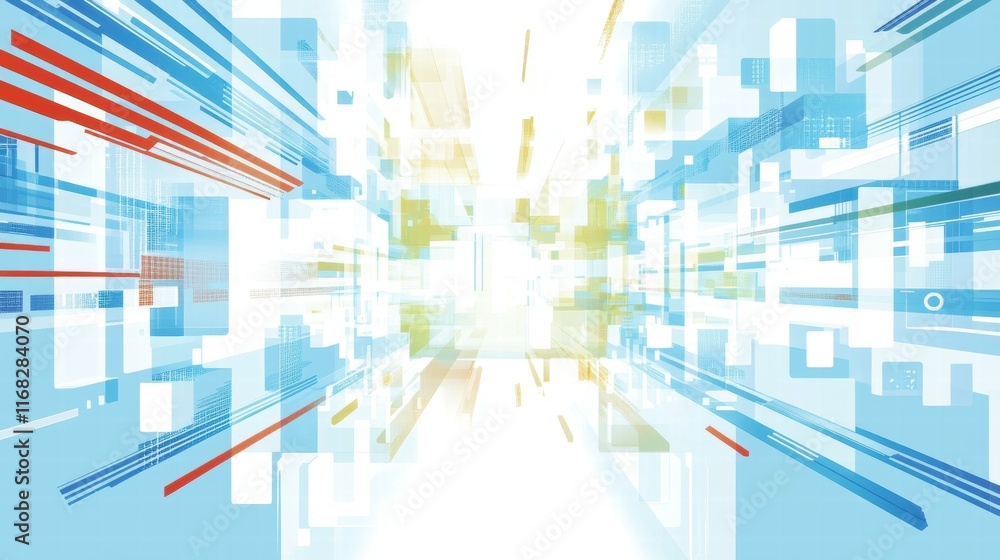 Aufkleber Abstract digital design with lines and shapes suggesting motion and technology.