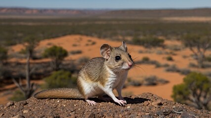 Fototapeta premium Threatened Environment: Carpenterian Dunnart in a Fragile Habitat Amid Human Development