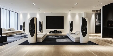 Modern Living Room with White Sectional Sofa and Wooden Coffee Table