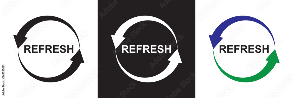 Poster refresh icon vector. reload icon vector. update icon. convert icon. isolated on white and black back