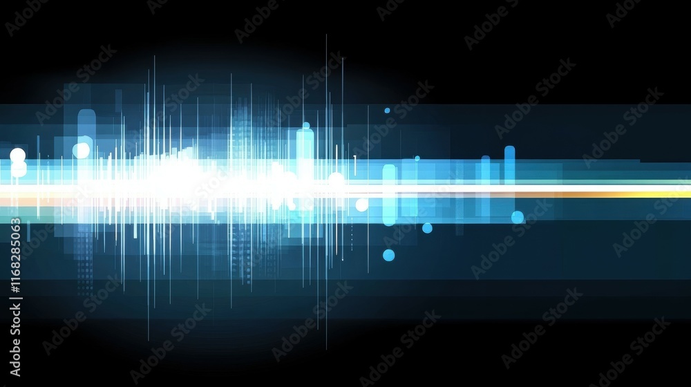 Aufkleber Abstract sound wave graphic with blue tones representing audio visualization.