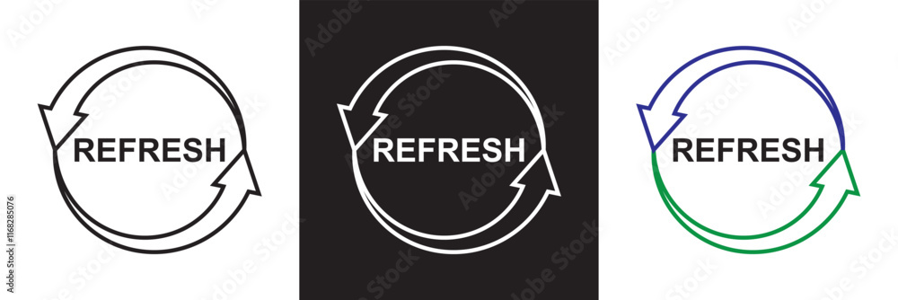 Aufkleber refresh icon vector. reload icon vector. update icon. convert icon. isolated on white and black back