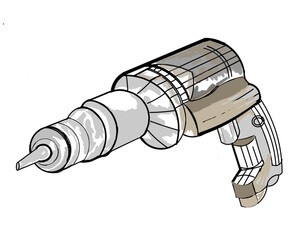 Illustration design of isolated vector electric drill