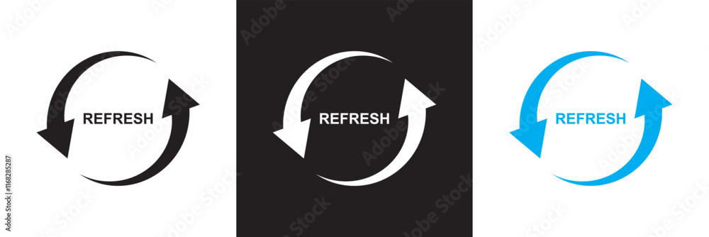 Aufkleber refresh icon vector. reload icon vector. update icon. convert icon. isolated on white and black back