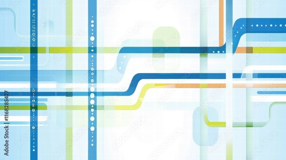 Poster Abstract design featuring colorful lines and shapes on a light background.