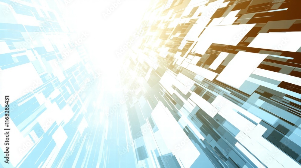 Poster Abstract digital background with dynamic lines and light effects.