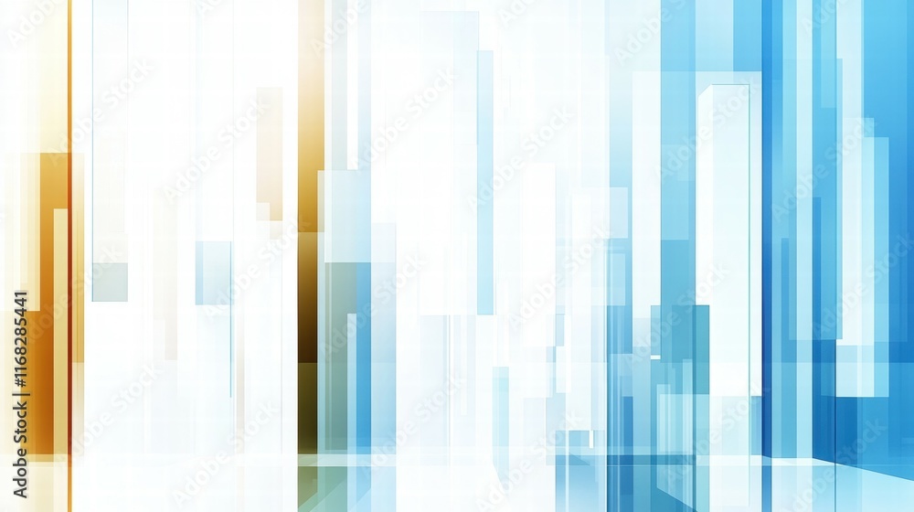 Poster Abstract composition with vertical lines in blue and orange hues, creating a modern aesthetic.