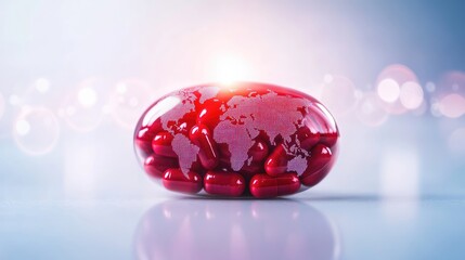Pharmaceutical Impact Through Red Capsules on a World Map