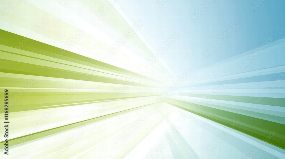 Poster Abstract design with dynamic light rays in green and blue tones.