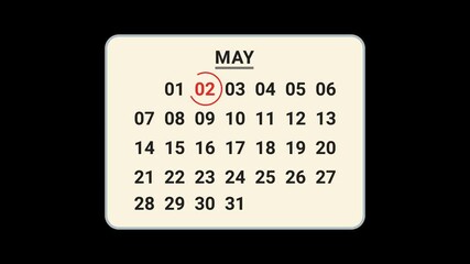 2 May Calendar Date Animation