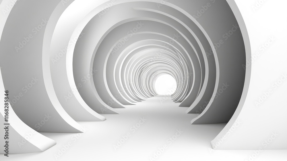 Poster abstract d spirals forming a tunnel-like effect with smooth gradients and shadows.