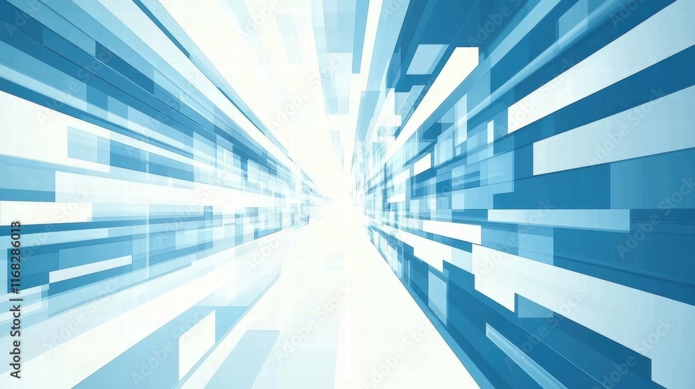 Poster Abstract blue digital background with lines creating a sense of depth and motion.