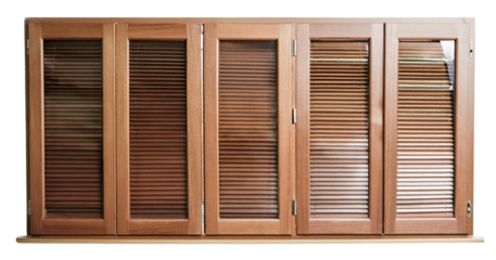closed wooden windows lined up isolated on white background