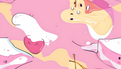 Pink Abstract Illustration with Cute Shapes