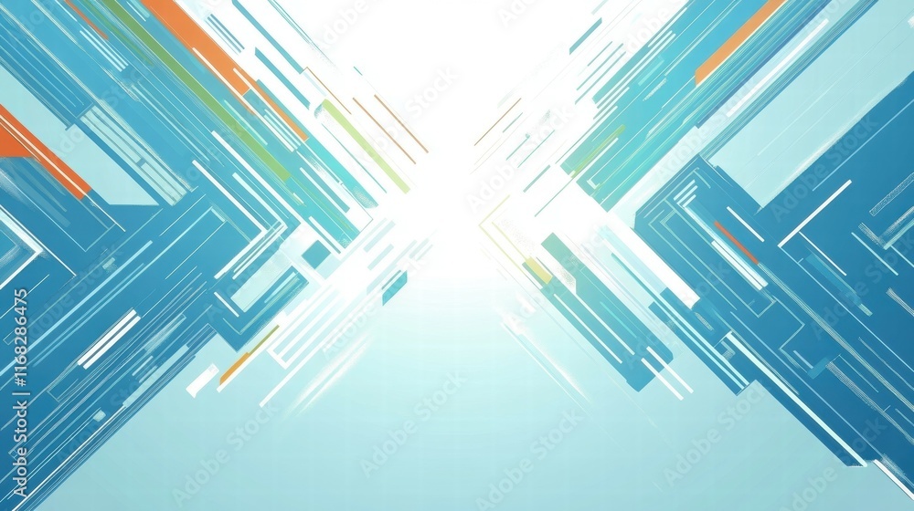 Aufkleber Abstract digital design with intersecting lines and vibrant colors.