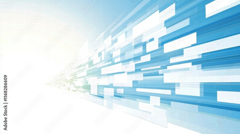 Poster Abstract design with blue and white lines creating a sense of motion and depth.