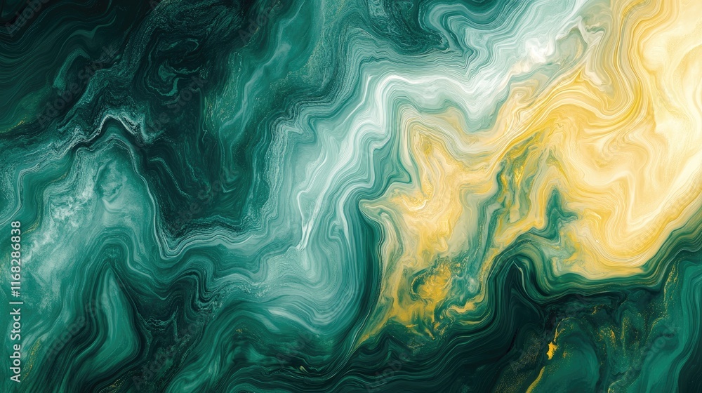Aufkleber abstract gradient of green and yellow tones with soft waves and glowing highlights. fresh and vibran