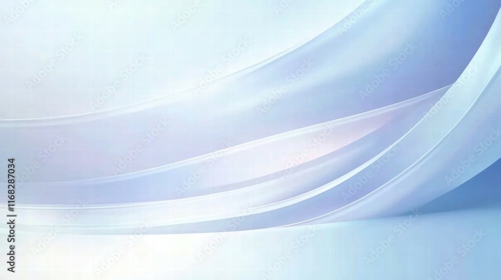 Poster a soft, abstract background with flowing lines in light blue and white tones.