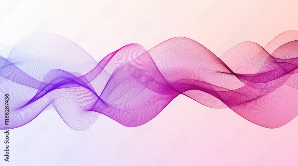 Poster abstract wave pattern in gradient pink and purple tones with flowing curves. modern and trendy for d