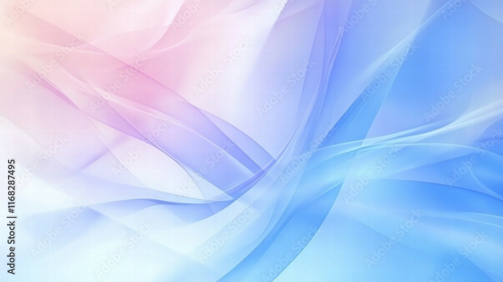 Poster a soft gradient background featuring flowing waves in pastel pink and blue tones.