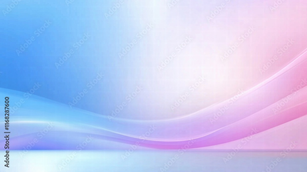 Poster a soft gradient background with flowing waves in blue and pink hues, ideal for digital design.
